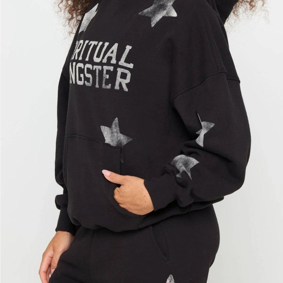 Spiritual Gangster Black Pullover with Silver Stars - S/ NWT - Picture 2 of 7